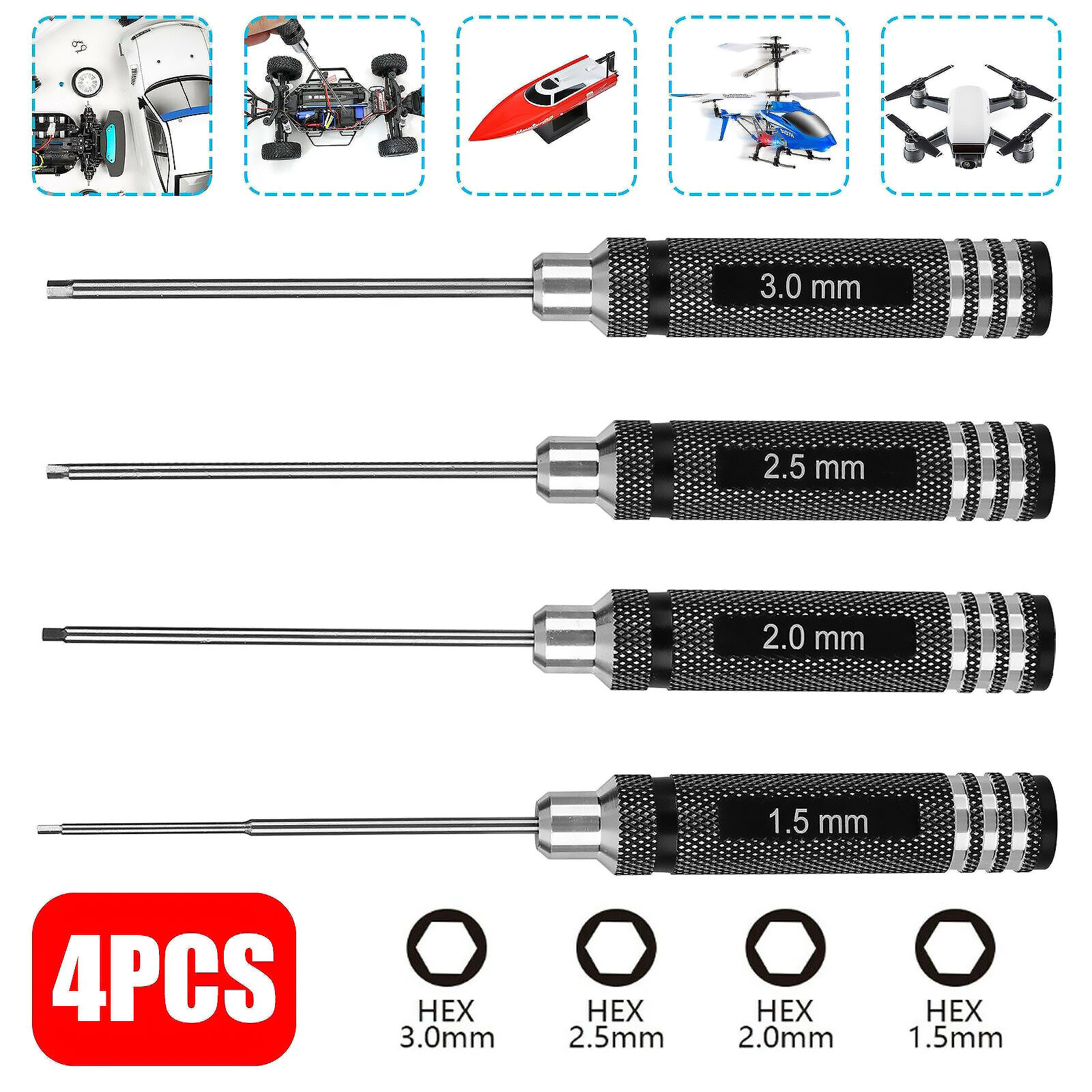 4Pcs/lot RC Tools Hex Nut Scre - Rc Helicopter Tool Kit 评论和价格